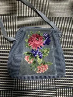 フェイラー　花柄刺繍 ショルダーバッグ グレー