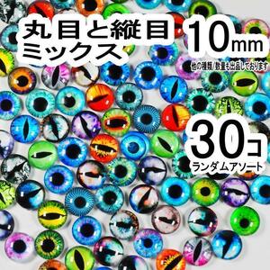 丸縦 10mm 30個 グラスアイ 猫 爬虫類 ドラゴン 目玉 カボショ M1efk