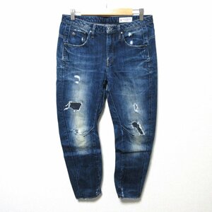 美品 G-Star RAW ジースターロウ ARC 3D LOW BOYFRIEND リペア加工 アーチ デニムパンツ ジーンズ W27 L30 ブルー ◆