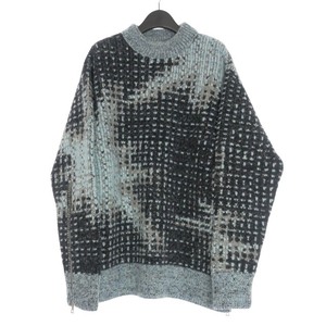 未使用品 ドリスヴァンノッテン DRIES VAN NOTEN 24AW MONET SWEATER ジップディティール 総柄ニット セーター 長袖 M ライトブルー