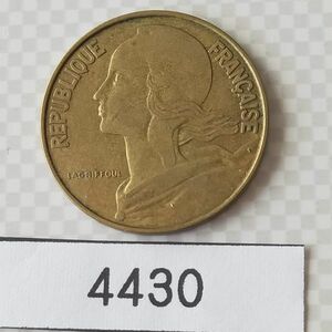 外国古銭　1969年　フランス　20centime 20サンチーム　女性　植物　硬貨/レトロ/＃4430