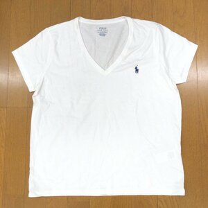 POLO RALPH LAUREN ポロ ラルフローレン ポニー刺繍 コットン100% Ｖネック Tシャツ XL ホワイト カットソー 半袖 LL 2L ゆったり 大きい