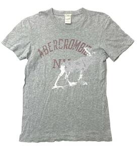 衝撃プライス！ファン待望【Abercrombie＆Fitch アバクロンビー＆フィッチ】ロゴプリント半袖Tシャツ トップス【M/グレー】Q95