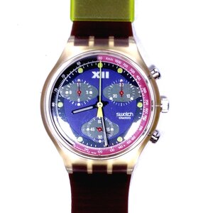 【侍】Swatch スウォッチ ブルーチップ 90’s ヴィンテージ クロノグラフ 腕時計 オリジナルケース付 デットストック 20=377