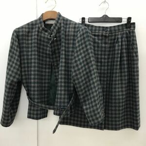 クリスチャンディオール Christian Dior TRICOTSET COORDONNES スカートスーツ 上下セットアップ スカート ジャケット 緑グリーン系[C4993]