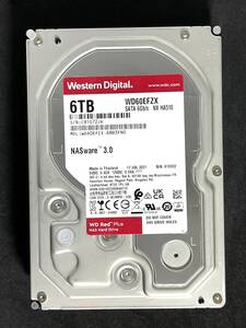 【送料無料】　★ 6TB ★ WD RED Plus　/　WD60EFZX 【使用時間：26ｈ】2021年製　稼働極少　Western Digital RED Plus 3.5インチ内蔵HDD