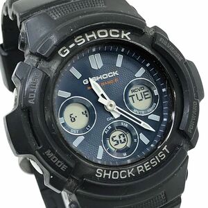 CASIO カシオ G-SHOCK ジーショック 腕時計 AWG-M100SB-2A 電波ソーラー マルチバンド6 タフソーラー アナデジ ブラック ネイビー 動作OK