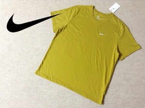 ★新品★ナイキ 半袖Tシャツ マスタード ワンポイント刺繍ロゴ トレーニング ファッション ストリート コットン NIKE BV0508-716