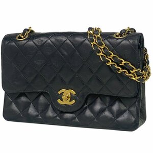 シャネル CHANEL マトラッセ Wフラップ チェーン ショルダーバッグ ココマーク ショルダーバッグ レザー ブラック レディース 【中古】