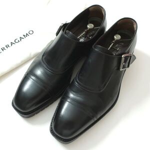 極美品 サルヴァトーレフェラガモ Salvatore Ferragamo 革靴/レザーシューズ/TRAMEZZA ブラック 7EE（5271)bjegj