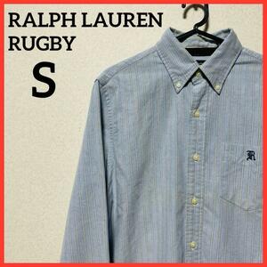 【大人気】RALPH LAUREN RUGBY ラルフローレンラグビー BDシャツ ボタンダウンシャツ 長袖シャツ ストライプシャツ 刺繍ロゴ g52