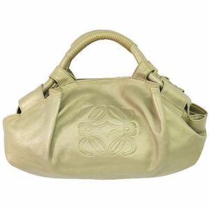 本物 ロエベ LOEWE ナッパアイレ アナグラム ハンドバッグ トートバッグ レザー ゴールド