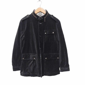 BURBERRY BLACK LABEL バーバリーブラックレーベル ベロア M-65 ミリタリージャケット ブラック 裏地チェック BMP06-316-09