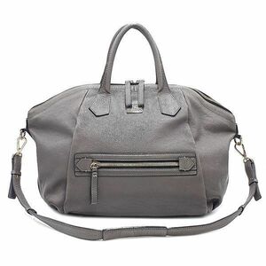 ◆良品◆ エムシーエム MCM ハンドバッグ トートバッグ ショルダーバッグ 鞄 2WAY レザー 本革 灰 グレー系 レディース 01-23020208-Z1