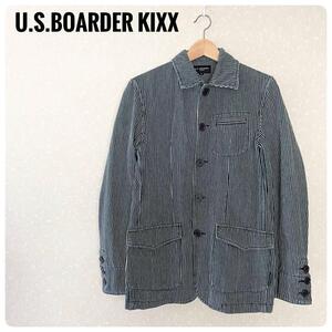 美品U.S.BOARDER KIXXメンズコットン　ストライプジャケット　М