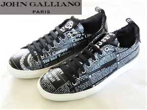 ★新品! JOHN GALLIANO リッチでお洒落!存在感抜群☆CALF GAZETTE 3563 都会派オトナの今ドキ!格上げ☆秀逸NPデザインスニーカー27cm＜42＞