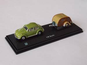 Cararama カララマ 1/72 VW Beetle With Caravan LIGHT GREEN