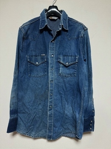 90s 旧タグ 三角タグ カーハート Carhartt denim ダンガリー デニムシャツ ワークシャツ アウター メンズ アメリカ製 rrl USA製 ビンテージ