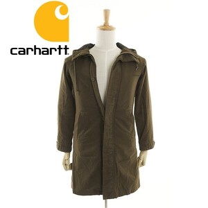 A4185/ビンテージ 80s 美品 秋冬 Carhartt カーハート コットン ライナー付き ミリタリー フーデット ハーフ コート S緑/メンズ レディース