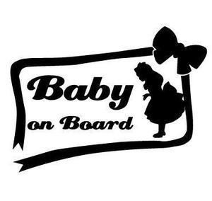 ★☆★ かわいい 赤ちゃん乗ってます baby on board リボン ドライブサイン カッティングステッカー (c_r)♪