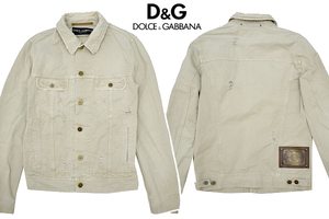 A-4459★送料無料★DOLCE＆GABBANA ドルガバ★正規品高級 黒タグ イタリア製 ヴィンテージ加工デニム トラッカー ジャケット ジージャン 46