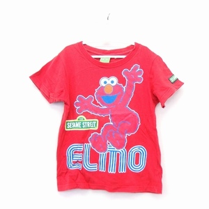 SESAME STREET 子供服 Tシャツ カットソー 半袖 コットン 綿 プリント エルモ 8 レッド 赤 /HT4 キッズ