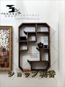 日式 茶碗ラック 茶器展示棚 ソリッド・ウッド 茶道 置物台 材質 桐の木 モダン 茶具収納棚 壁掛け