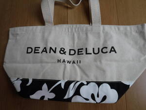 税不要特価 新品 正規品!DEAN＆DELUCA ディーン＆デルーカ ハワイ限定 花柄 ハイビスカス柄 大きめロゴ トートバッグ♪エコバッグ⑰