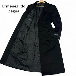 美麗品◎XLサイズ!!カシミア混!!エルメネジルドゼニア【最高級の逸品】Ermenegildo Zegna カシミア チェスターコート ブラック◎メンズ