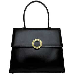 セリーヌ トップハンドル バッグ f-21305 ブラック サークルロゴ 美品 ハンドバッグ レザー 中古 CELINE