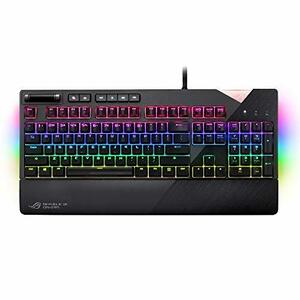 【中古】ASUS ゲーミングキーボード AURA SYNC 対応 USBポート 搭載 メカニカルゲーミングキーボード 着脱式 リストレスト XA01 ROG STRIX