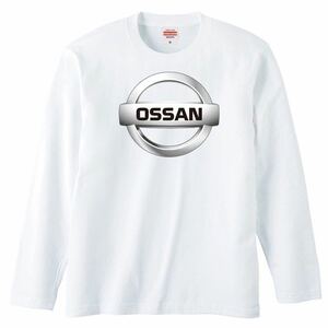 【送料無料】【新品】OSSAN オッサン 長袖 Tシャツ ロンT パロディ おもしろ プレゼント メンズ 白 Sサイズ