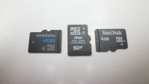新入荷　SanDisk Samsungなど　microSDHCカード 4GB　3枚セット　中古動作品