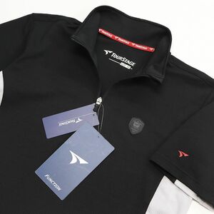 ●送料390円可能商品 ブリヂストン ツアーステージ ゴルフ GOLF 半袖 ポロシャツ ジップアップシャツ 黒 [1222096C2T-17-M]一 三 壱★QWER