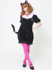 奉仕品 ファーキャット 女性用 黒猫 動物 アニマル コスプレ 衣装 ハロウィン 仮装 黒 大人用　返品不可