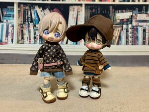 オビツ１１ねんどろいどどーるカスタムポップマートブライス等に◆アウトフィット服小物単品*本革ウエストポーチ1点◆ピンク×グリーン