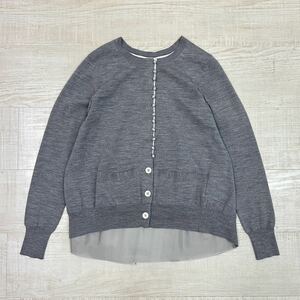 sacai サカイ 異素材 ドッキング バックフレア カーディガン CARDIGAN グレー 系 サイズ 2