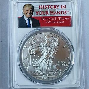 【トランプ シルバーイーグル 銀貨 2019 】アメリカ NGC MS69 45代大統領 HISTORY IN YOUR HANDS 45th President 米国