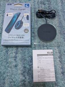 ◎0611u0850　エレコム ワイヤレス充電器 マグネット内蔵 5W ケーブル一体 (1m) ネイビー W-MA01NV