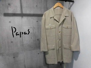 美品 PAPAS パパス サファリジャケット L/コットン カバーオール コート/メンズ/日本製/D0431FJM008