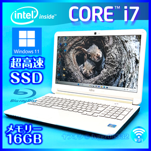 ★最高峰 Core i7 即決特典あり ホワイト 新品SSD512GB メモリ 16GB Windows 11 Office2021 富士通 ノートパソコン AH53/K 3011