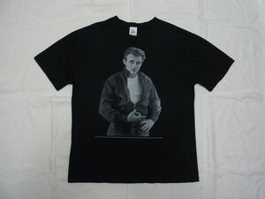 ☆美品・未着用☆ 80s オーストラリア製 ビンテージ JAMES DEAN 『理由なき反抗』 Tシャツ sizeL 黒 ☆古着 デッドストック 映画 OLD 90s