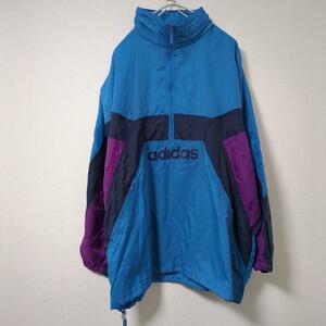 adidas アディダス アノラックパーカー ナイロン 銀タグ ブルー 青