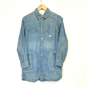 f286dL Lee UNION MADE リー ユニオンメイド サイズS デニムシャツ ロングシャツ ブルー レディース カジュアル アメカジ 綿100%