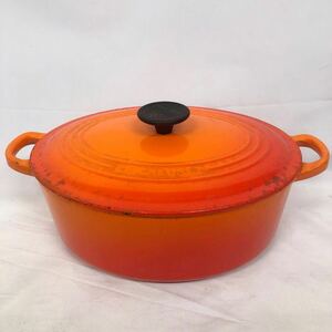 ルクルーぜ　オーバル鍋 27㎝ 楕円形 4.1L ル・クルーゼ　LE CREUSET 調理器具 オレンジ ココットロンド　 ホーロー鍋 両手鍋 ②