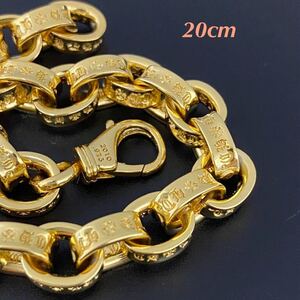 ペーパーチェーン ブレスレット ラージ LINK ゴールド チェーン 20cm 幅：8mm 太め メンズ Gold 新品 送料無料