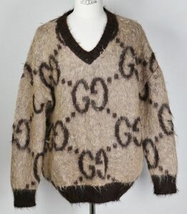 20AW GUCCI グッチ GG柄 モヘヤ ウール オーバーサイズ Vネック ニット セーター S sweater b6538