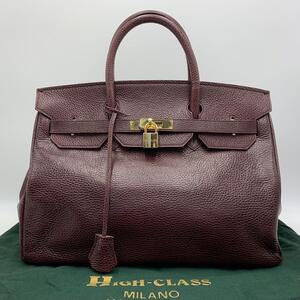 ［美品］ハイクラス　HIGH CLASS 40 ハンドバッグ トートバッグ　レザー カデナ　レッド系　保存袋付き