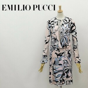 ◆EMILIO PUCCI エミリオ プッチ プッチ柄 ジャージー カシュクール風 ブラウジング ワンピース 40