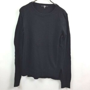 ◆【高級 カシミヤ100％ なめらかな逸品】UNIQLO/ユニクロ 長袖 ニット セーター コットン カシミヤ ブラック 黒 M レディース K119 ｃ3532